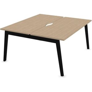 Narbutas Bureau bench Nova Wood - 2 postes de travail, Finition Black / Sand Ash, Largeur 140 cm