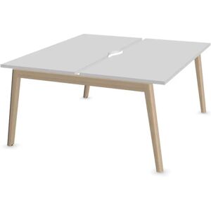 Narbutas Bureau bench Nova Wood - 2 postes de travail, Finition Ash Stained Light Grey / White, Largeur 160 cm