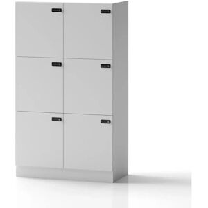 Direkt Interiör Armoire à casiers Lockers Fifty - 6 portes, Couleur Blanc, Verrou Code