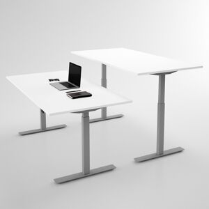 Direkt Interiör Bureau assis debout électrique - Pro3, Plateau Blanc, Pied Silver, Taille 100x80 cm