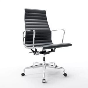 Vitra Chaise Vitra Aluminium Chair Eames 119 - Cuir, Couleur de cuir Noir