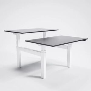 Brizley of Scandinavia Bureau bench assis debout électrique 2 personnes AdjusTable Bench PRO6, Plateau Noir, Pied Blanc, Taille 200x80 cm