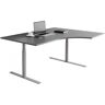 Direkt Interiör Bureau d'angle fixe, plusieurs choix de supports et de plateaux, Taille 160x120 cm, Base  Argent, Couleur Gris foncé