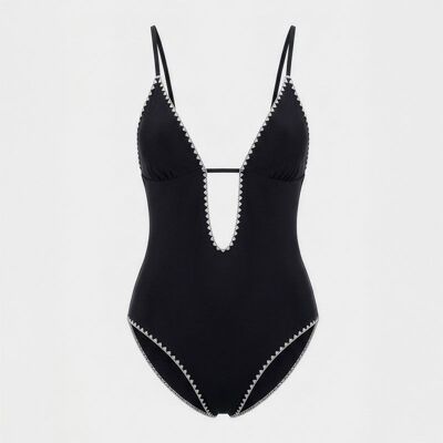 Maillot de bain 1 pièce décolleté à nouer Femme HAUTE PRESSION - Publicité Maillot de bain 1 pièce décolleté à nouer Femme HAUTE PRESSION - Publicité