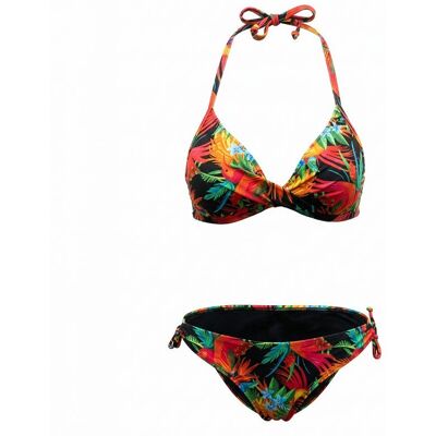 Maillot de bain deux pièces imprimé tropical haut drapé à nouer Femme HAUTE PRESSION - Publicité Maillot de bain deux pièces imprimé tropical haut drapé à nouer Femme HAUTE PRESSION - Publicité