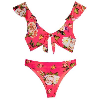 Maillot de bain 2 pièces fleuri haut à volants Femme HAUTE PRESSION - Publicité Maillot de bain 2 pièces fleuri haut à volants Femme HAUTE PRESSION - Publicité