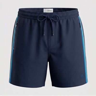 Short de bain à rayures avec poches zippées Homme BILL TORNADE - Publicité Short de bain à rayures avec poches zippées Homme BILL TORNADE - Publicité