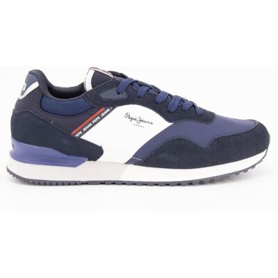 Baskets basses cuir toile navy london avec logo Homme PEPE JEANS - Publicité Baskets basses cuir toile navy london avec logo Homme PEPE JEANS - Publicité