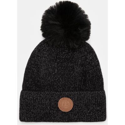 Bonnet angora maille avec blason logo effet cuir Femme LULU CASTAGNETTE - Publicité Bonnet angora maille avec blason logo effet cuir Femme LULU CASTAGNETTE - Publicité