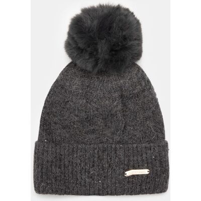 Bonnet angora en maille avec pompon Femme LULU CASTAGNETTE - Publicité Bonnet angora en maille avec pompon Femme LULU CASTAGNETTE - Publicité