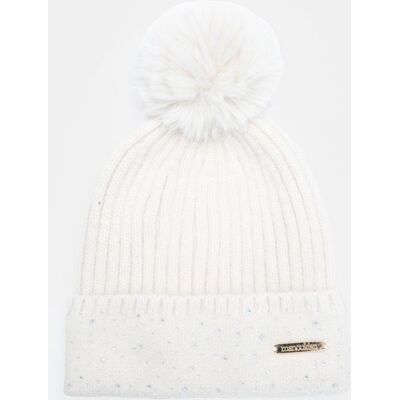 Bonnet angora maille torsadée avec pompon fausse fourrure Femme MANOUKIAN - Publicité Bonnet angora maille torsadée avec pompon fausse fourrure Femme MANOUKIAN - Publicité