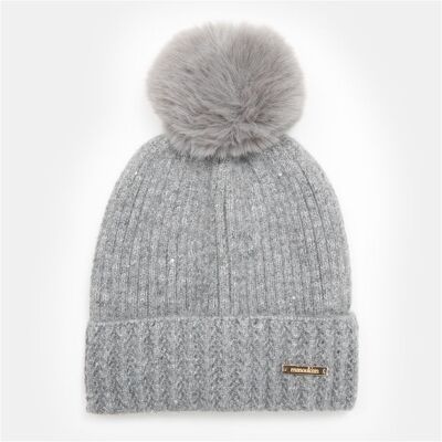 Bonnet maille tricotée angora sequins avec pompon Femme MANOUKIAN - Publicité Bonnet maille tricotée angora sequins avec pompon Femme MANOUKIAN - Publicité