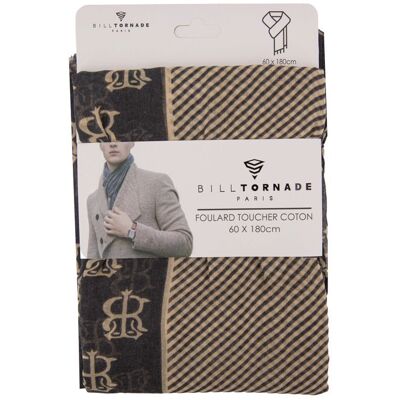 Foulard toucher coton bicolore à rayures 60x180 cm Homme BILL TORNADE - Publicité Foulard toucher coton bicolore à rayures 60x180 cm Homme BILL TORNADE - Publicité