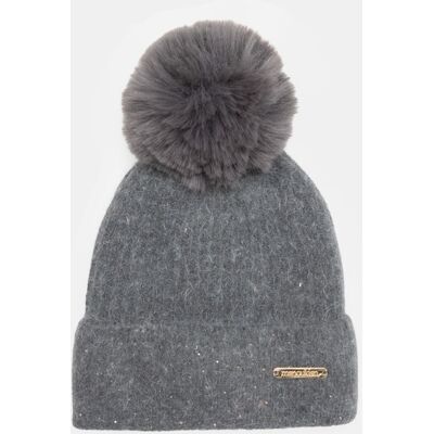 Bonnet maille à strass angora avec pompons fausse fourrure Femme MANOUKIAN - Publicité Bonnet maille à strass angora avec pompons fausse fourrure Femme MANOUKIAN - Publicité