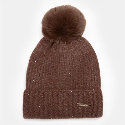 Bonnet maille tricotée angora sequins avec pompon Femme MANOUKIAN - Publicité Bonnet maille tricotée angora sequins avec pompon Femme MANOUKIAN - Publicité