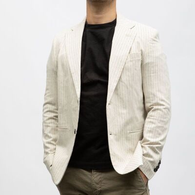 Blazer lin à rayures Homme IMPERIAL - Publicité Blazer lin à rayures Homme IMPERIAL - Publicité