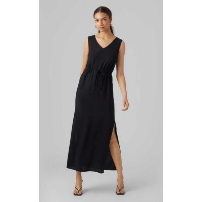 Robe longue sans manches uni fendue col v cordon Femme VERO MODA - Publicité Robe longue sans manches uni fendue col v cordon Femme VERO MODA - Publicité