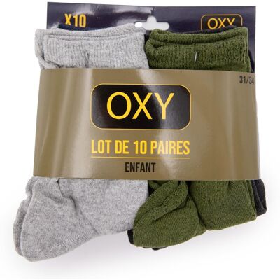 Lot de 10 paires de chaussettes coton mélangé libero Enfant OXY - Publicité Lot de 10 paires de chaussettes coton mélangé libero Enfant OXY - Publicité