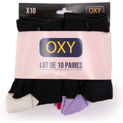 Lot de 10 paires de chaussettes coton mélangé lorella Enfant OXY - Publicité Lot de 10 paires de chaussettes coton mélangé lorella Enfant OXY - Publicité