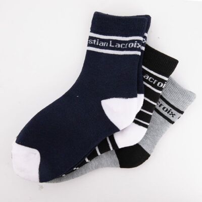 Lot de 3 paires de chaussettes couleur unie et à rayures coton Enfant CXL BY CHRISTIAN LACROIX - Publicité Lot de 3 paires de chaussettes couleur unie et à rayures coton Enfant CXL BY CHRISTIAN LACROIX - Publicité