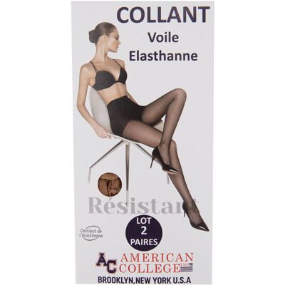 Lot x2 collants voile noir Femme AMERICAN COLLEGE - Publicité Lot x2 collants voile noir Femme AMERICAN COLLEGE - Publicité