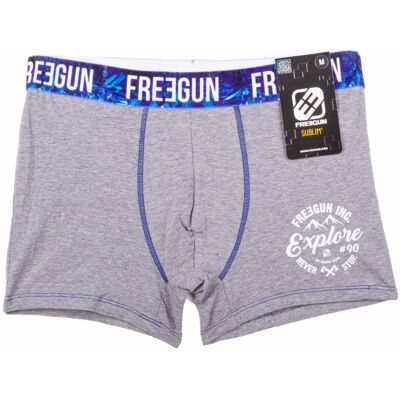 Boxer motif graphique surpiqures bleues Homme FREEGUN - Publicité Boxer motif graphique surpiqures bleues Homme FREEGUN - Publicité