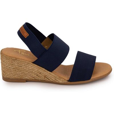 Sandales compensées bleu marine semelle tressée Femme PINAZ - Publicité Sandales compensées bleu marine semelle tressée Femme PINAZ - Publicité