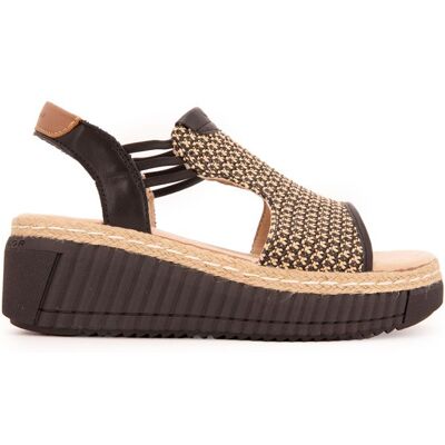 Sandales compensées tressées semelle noire Femme TOM TAILOR - Publicité Sandales compensées tressées semelle noire Femme TOM TAILOR - Publicité