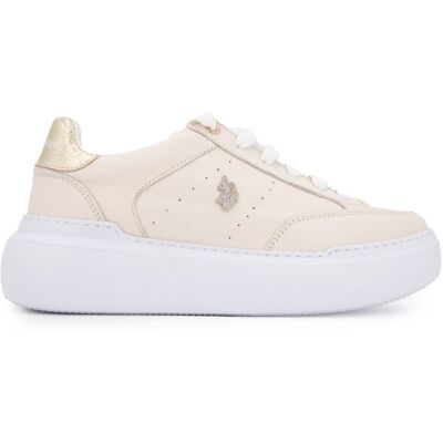 Baskets à lacets blancs semelle épaisse blanche Femme US POLO - Publicité Baskets à lacets blancs semelle épaisse blanche Femme US POLO - Publicité