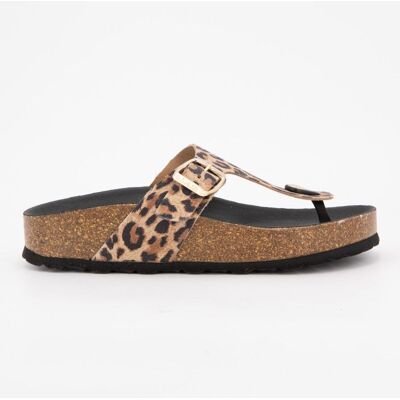 Mules léopard cuir entre doigt semelle foncée Femme I AM - Publicité Mules léopard cuir entre doigt semelle foncée Femme I AM - Publicité