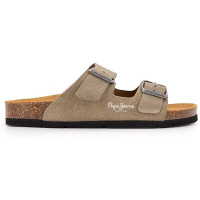 Mules suédine taupe beige double bride Femme PEPE JEANS - Publicité Mules suédine taupe beige double bride Femme PEPE JEANS - Publicité