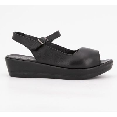 Sandales compensées cuir lisse noir Femme XAVIER DANAUD - Publicité Sandales compensées cuir lisse noir Femme XAVIER DANAUD - Publicité