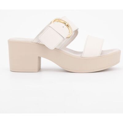 Sandales à talons blanche en cuir tessa boucle dorée Femme SCHOLL - Publicité Sandales à talons blanche en cuir tessa boucle dorée Femme SCHOLL - Publicité