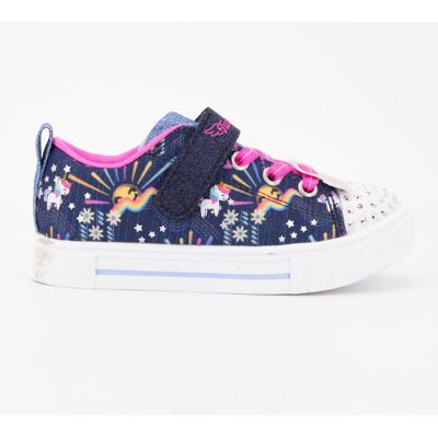 Baskets imprimé à lacets roses strass avec lumière intégrée Enfant SKECHERS - Publicité Baskets imprimé à lacets roses strass avec lumière intégrée Enfant SKECHERS - Publicité
