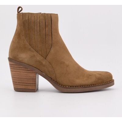 Bottines camel cuir à talons couleur unie Femme PATRICIA MILLER - Publicité Bottines camel cuir à talons couleur unie Femme PATRICIA MILLER - Publicité