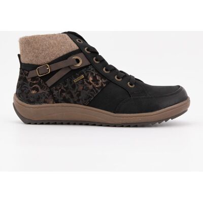 Baskets montantes moutonnée black à motifs sangles marrons Femme ROMIKA - Publicité Baskets montantes moutonnée black à motifs sangles marrons Femme ROMIKA - Publicité