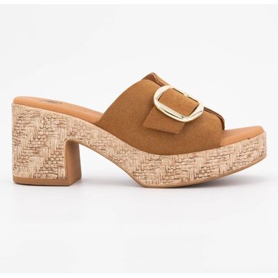 Mules à talons compensées cuir avec boucle Femme BIOSTOCK - Publicité Mules à talons compensées cuir avec boucle Femme BIOSTOCK - Publicité
