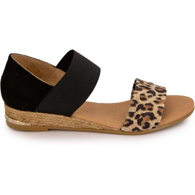 Sandales motif leopard semi compensée Femme PINAZ - Publicité Sandales motif leopard semi compensée Femme PINAZ - Publicité
