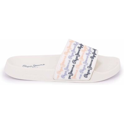 Mules claquette blanc avec logo Femme PEPE JEANS - Publicité Mules claquette blanc avec logo Femme PEPE JEANS - Publicité