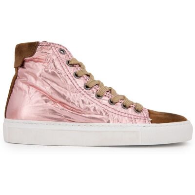 Baskets montantes rose métallisé et velours Femme URBAN - Publicité Baskets montantes rose métallisé et velours Femme URBAN - Publicité