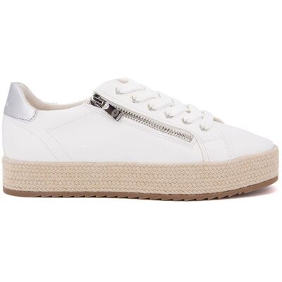 Baskets blanches à lacets avec corde et zip Femme TOM TAILOR - Publicité Baskets blanches à lacets avec corde et zip Femme TOM TAILOR - Publicité