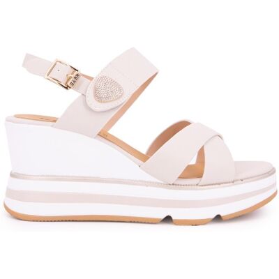 Sandales compensées plateforme à boucle avec bijou Femme KEYS - Publicité Sandales compensées plateforme à boucle avec bijou Femme KEYS - Publicité