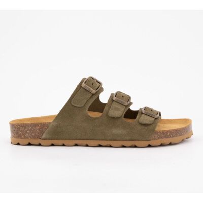Mules triple boucle cuir couleur kaki Femme I AM - Publicité Mules triple boucle cuir couleur kaki Femme I AM - Publicité