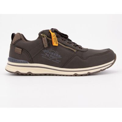 Baskets basses zippées à lacets semelle blanche Homme DOCKERS BY GERLI - Publicité Baskets basses zippées à lacets semelle blanche Homme DOCKERS BY GERLI - Publicité