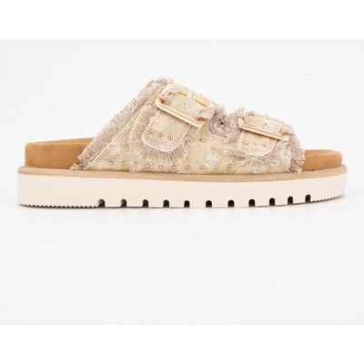 Mules double boucle tissu imprimé Femme MUSTANG - Publicité Mules double boucle tissu imprimé Femme MUSTANG - Publicité