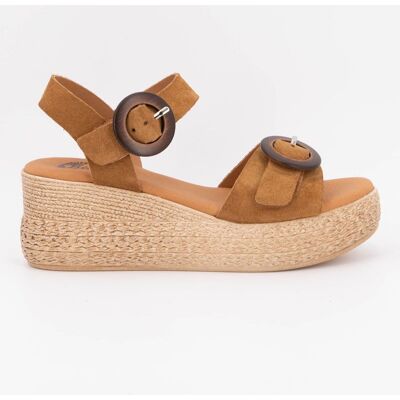 Sandales noires compensées en cuir double boucle bois Femme BIOSTOCK - Publicité Sandales noires compensées en cuir double boucle bois Femme BIOSTOCK - Publicité