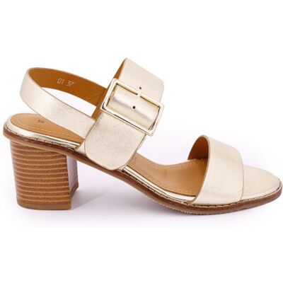 Sandales doré en cuir boucle cheville talon 7cm Femme PIERRE CARDIN - Publicité Sandales doré en cuir boucle cheville talon 7cm Femme PIERRE CARDIN - Publicité
