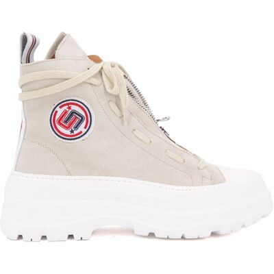 Baskets montantes cuir semelle épaisse blanc Femme ICECOOL SAINT TROPEZ - Publicité Baskets montantes cuir semelle épaisse blanc Femme ICECOOL SAINT TROPEZ - Publicité