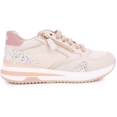 Baskets cuir à paillettes argentées avec zip Femme KEYS - Publicité Baskets cuir à paillettes argentées avec zip Femme KEYS - Publicité