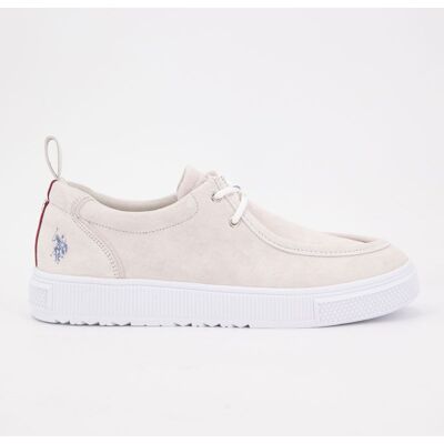 Baskets bateau à lacets effet daim semelle blanche Homme US POLO - Publicité Baskets bateau à lacets effet daim semelle blanche Homme US POLO - Publicité